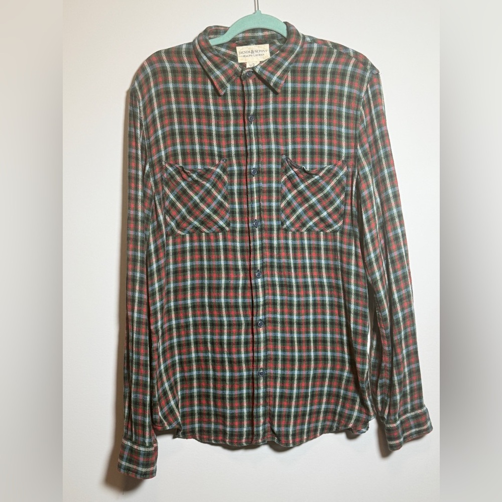 Denim & Supply Ralph Lauren Plaid Flannel Shirt Men's Large | Grunge 90s